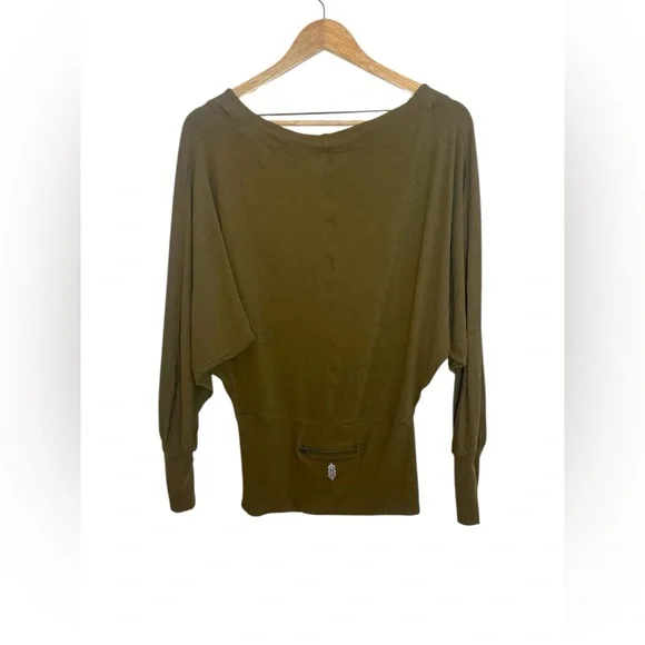 Free People Movement | XS Women's Army Green Sky High Long Sleeve Top - Picture 7 of 7